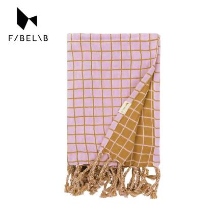 Fabelab有機棉格紋寶寶毯/ 漫紫/ 80x100CM 