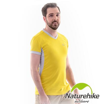【Naturehike-NH】速乾排汗V領短袖機能服 男款 (檸檬黃 XXL) 