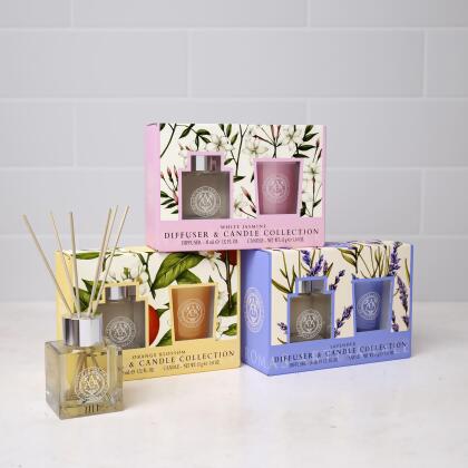 英國 Aromas Artesanales de Antigua 香氛禮盒二入組/ 擴香&香氛蠟燭/ 橙花 