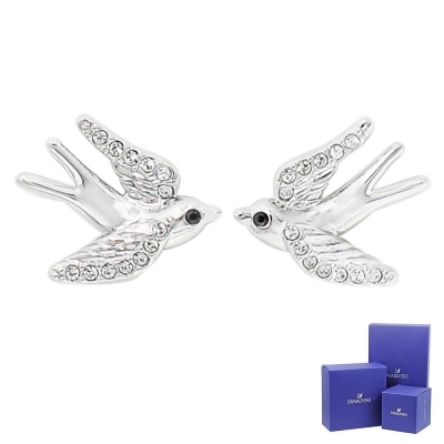 SWAROVSKI 施華洛世奇 TRAVEL EXCLUSIVE BIRD璀璨水晶飛鳥造型銀色穿針式耳環/ 平行輸入 