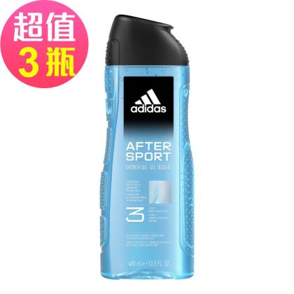 adidas愛迪達男性三合一潔顏洗髮沐浴露(運動修復)x3罐組(400ml/罐) 