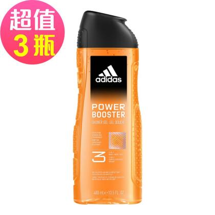 adidas愛迪達男性三合一潔顏洗髮沐浴露(極限釋放)x3罐組(400ml/罐) 