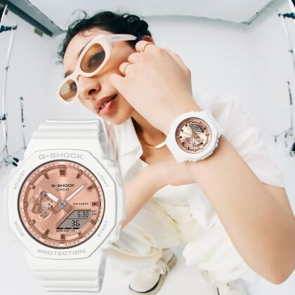 CASIO 卡西歐 G-SHOCK ITZY Lia 配戴款 粉紅金八角農家橡樹手錶 女錶 GMA-S2100MD-7A 
