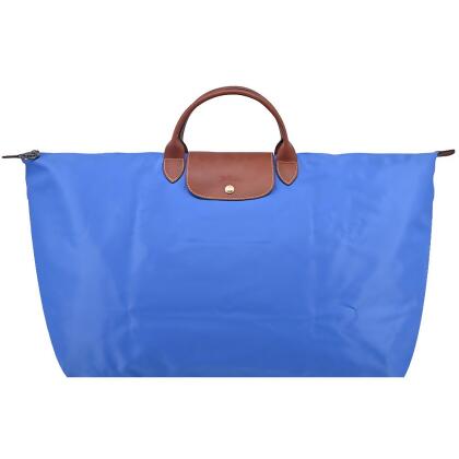 LONGCHAMP LE PLIAGE系列短把再生尼龍摺疊水餃旅行袋(中/多色選)/平行輸入/ 鈷藍