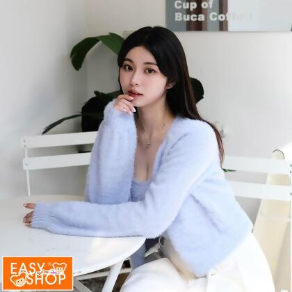 【EASY SHOP】Banana Pie-BRA TOP-水貂絨針織外套-藤紫/ L 