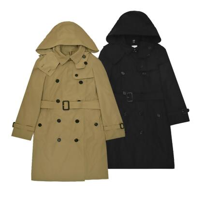 BURBERRY Amberford 可拆連帽排釦風衣外套/平行輸入/ 劍麻色 UK8 
