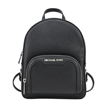 MICHAEL KORS JAYCEE銀字荔枝紋拉鍊斜背/後背包-迷你/多色選/平行輸入/ 黑 