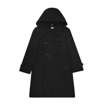 BURBERRY Amberford 可拆連帽排釦風衣外套/平行輸入/ 黑色 UK8 