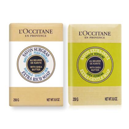 L'OCCITANE 歐舒丹 乳油木馬鞭草植物皂(250g)+乳油木牛奶皂(250g)-公司貨 
