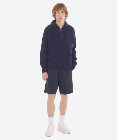 MAISON KITSUNÉ 海軍藍變化狐狸頭LOGO寬鬆抽繩運動短褲/中性/XL 
