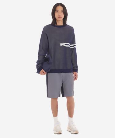 MAISON KITSUNÉ 靜謐灰滾邊抽繩運動短褲/中性/S 