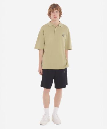 MAISON KITSUNÉ 黑色變化狐狸頭LOGO寬鬆抽繩運動短褲/中性/L 