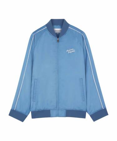 MAISON KITSUNÉ 錢布雷藍手繪LOGO嫘縈棒球外套/女裝/ M 