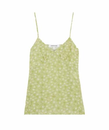 MAISON KITSUNÉ 龍蒿綠滿版小花細肩帶上衣/女裝/ 40 
