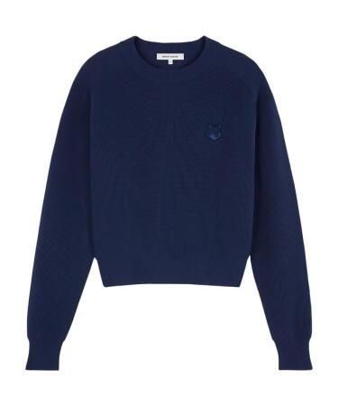 MAISON KITSUNÉ 午夜藍變化狐狸頭LOGO舒適針織毛衣/女裝/ XS 
