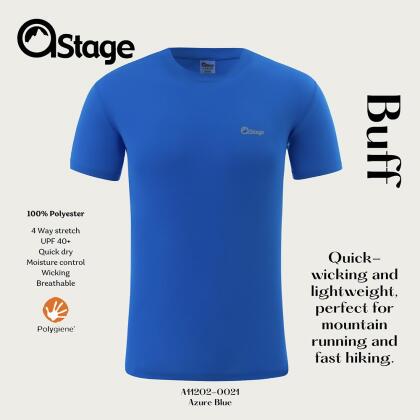 【AStage】Buff T-Shirt 透氣快乾短袖排汗衣 男 天藍 (A11202-0021)｜銀離子機能運動上衣/ 天藍 XL 