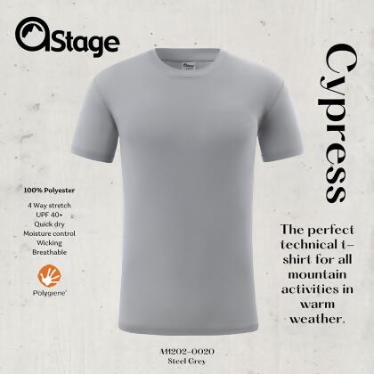 【AStage】Cypress T-Shirt 透氣快乾短袖排汗衣 男 鐵灰 (A11202-0020)｜銀離子運動上衣/ 鐵灰 XL 