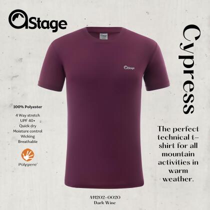 【AStage】Cypress T-Shirt 透氣快乾短袖排汗衣 葡萄酒紫 (A11202-0020)｜銀離子運動上衣/ 葡萄酒紫 XL 
