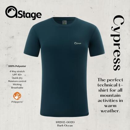 【AStage】Cypress T-Shirt 透氣快乾短袖排汗衣 深海藍 (A11202-0020)｜銀離子運動上衣/ 深海藍 XL 