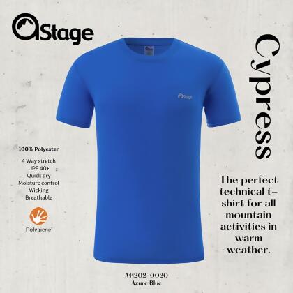 【AStage】Cypress T-Shirt 透氣快乾短袖排汗衣 男 天藍 (A11202-0020)｜銀離子運動上衣/ 天藍 XL 