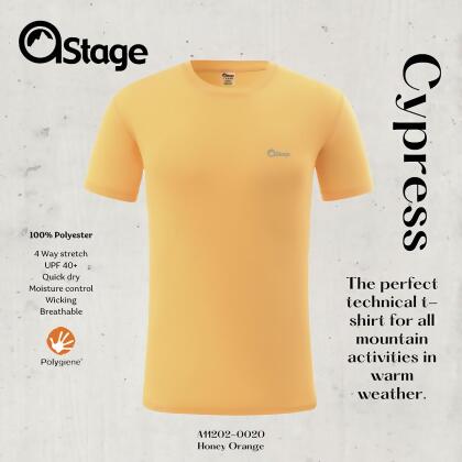 【AStage】Cypress T-Shirt 透氣快乾短袖排汗衣 男 蜂蜜橘(A11202-0020)｜銀離子運動上衣/ 蜂蜜橘 XL 