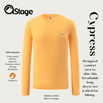 【AStage】Cypress T-Shirt 透氣快乾長袖排汗衣 男 蜂蜜橘 (A11202-0022)｜銀離子運動上衣/ 蜂蜜橘 XL 