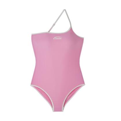 韓國 emis LOGO ONE-SHOULDER SWIMSUIT 韓製 單肩連身泳裝 粉色PINK/ M 