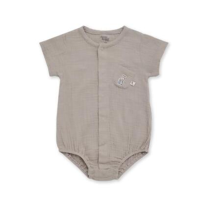【奇哥】比得兔 嬰幼童裝 彩色比得純棉紗布前開內衣兔裝/包屁衣(3-18個月)/ 星空灰/ 6個月 