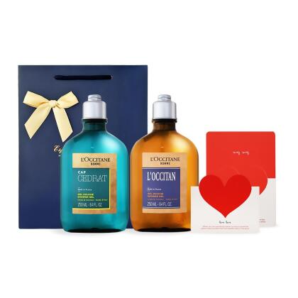 L'OCCITANE 歐舒丹 男士雙效沐浴膠雙瓶組(冒險250ml+風格250ml)贈禮袋+卡片-平行輸入 