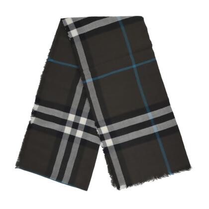 BURBERRY格紋羊毛圍巾(棕色)/平行輸入 