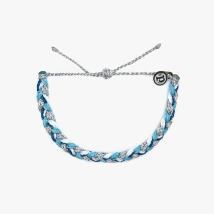 Pura Vida 美國手工 SILVER SURF 銀色衝浪 粗線編織可調式衝浪手環 