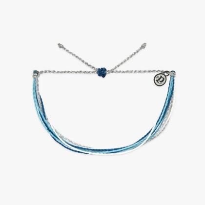 Pura Vida 美國手工 SILVER SURF 銀色衝浪 防水蠟線可調式衝浪手環 