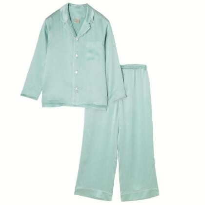 【Foo Tokyo】福東京 純蠶絲睡衣組(長袖+長褲)/薄荷綠M 