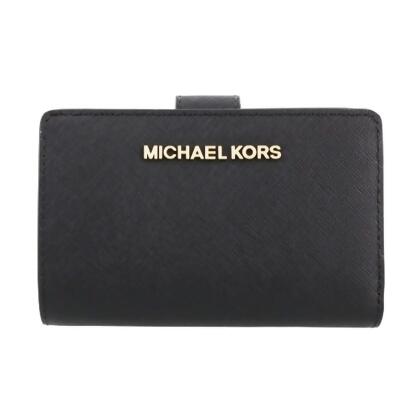 Michael Kors 經典立體LOGO皮夾中夾 黑色/ 平行輸入 