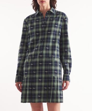 MAISON KITSUNÉ 藍綠暗影狐狸變化格紋打摺迷你連身裙_女/ 36 