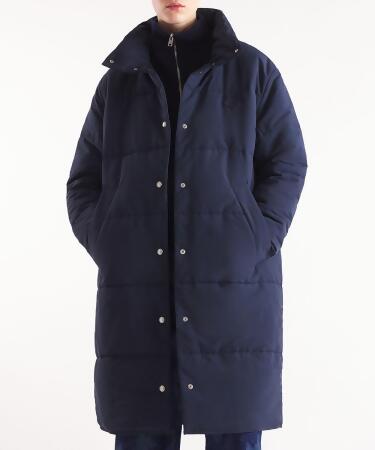 MAISON KITSUNÉ 暮藍色變化狐狸頭長版絎縫大衣_女/ S 