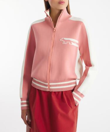 MAISON KITSUNÉ 鳳仙花粉紅疾行狐狸LOGO拉鍊外套_女/ M 