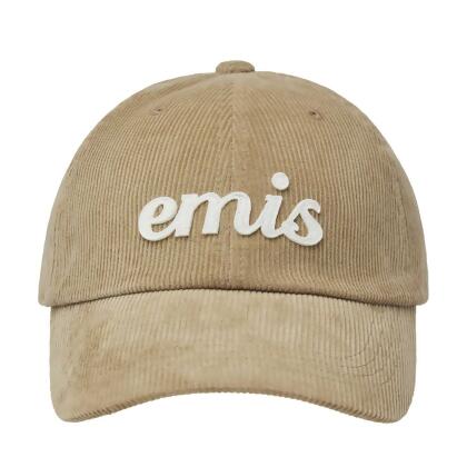 韓國 emis APPLIQUE CORDUROY BALL CAP 燈芯絨草寫棒球帽 米色BEIGE 