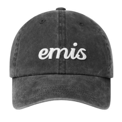 韓國 emis VINTAGE PIGMENT BALL CAP 水洗感草寫刺繡棒球帽 黑色BLACK 