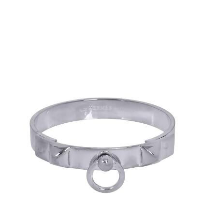 【HERMES 愛馬仕】Collier De Chien CDC 鉚釘手環 (S)(銀色)/ 平行輸入 