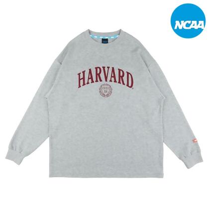 【NCAA】哈佛大學Harvard基本印花logo薄長T-灰/ M 