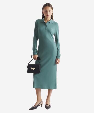 MAISON KITSUNÉ 愛情海藍小狐狸LOGO羅紋長袖POLO洋裝_女/ S 