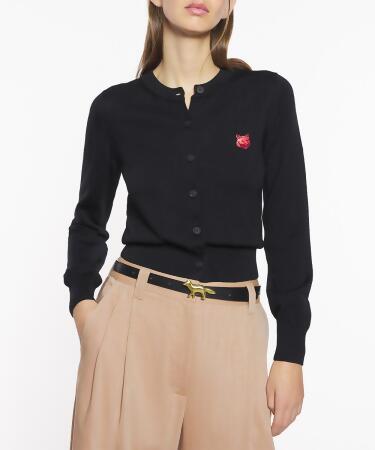 MAISON KITSUNÉ 寧靜黑蛇年變化狐狸頭經典開襟針織衫_女/ M 