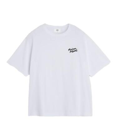 MAISON KITSUNÉ 明亮白手繪LOGO寬鬆短TEE/_中性/男/ XXS 