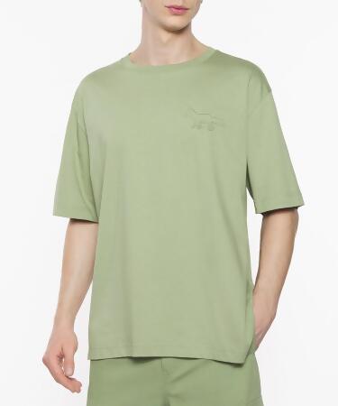 MAISON KITSUNÉ 草地綠暗影狐狸LOGO寬鬆短TEE_中性/男/ M 