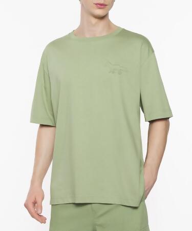 MAISON KITSUNÉ 草地綠暗影狐狸LOGO寬鬆短TEE_中性/男/ XL 