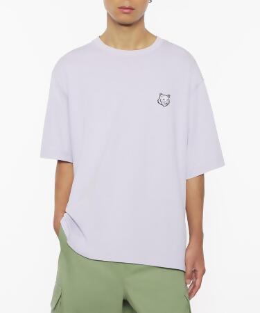 MAISON KITSUNÉ 柔和紫變化狐狸頭LOGO寬鬆短TEE_中性/男/ M 