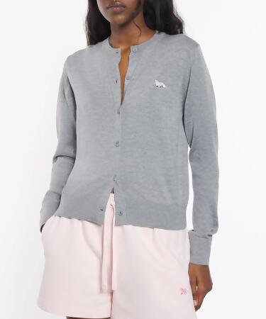 MAISON KITSUNÉ 靜謐灰小狐狸LOGO經典開襟針織衫_女/ M 