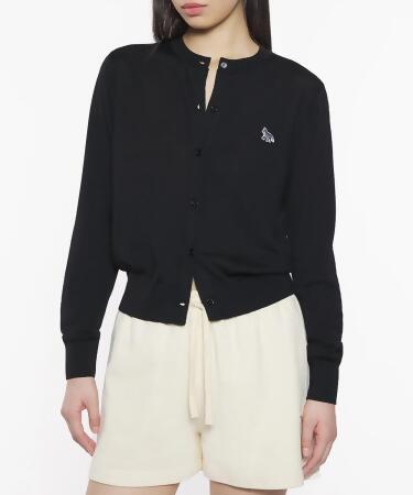 MAISON KITSUNÉ 寧靜黑小狐狸LOGO經典開襟針織衫_女/ M 