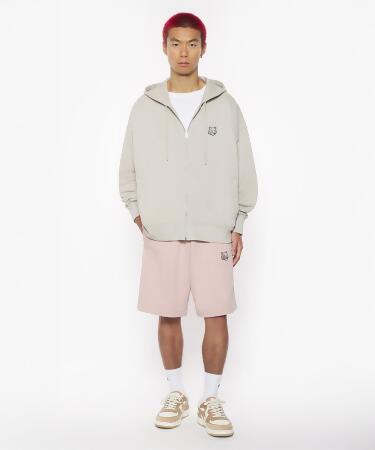 MAISON KITSUNÉ 玫瑰土色變化狐狸頭LOGO寬鬆運動短褲_中性/男/ XS 